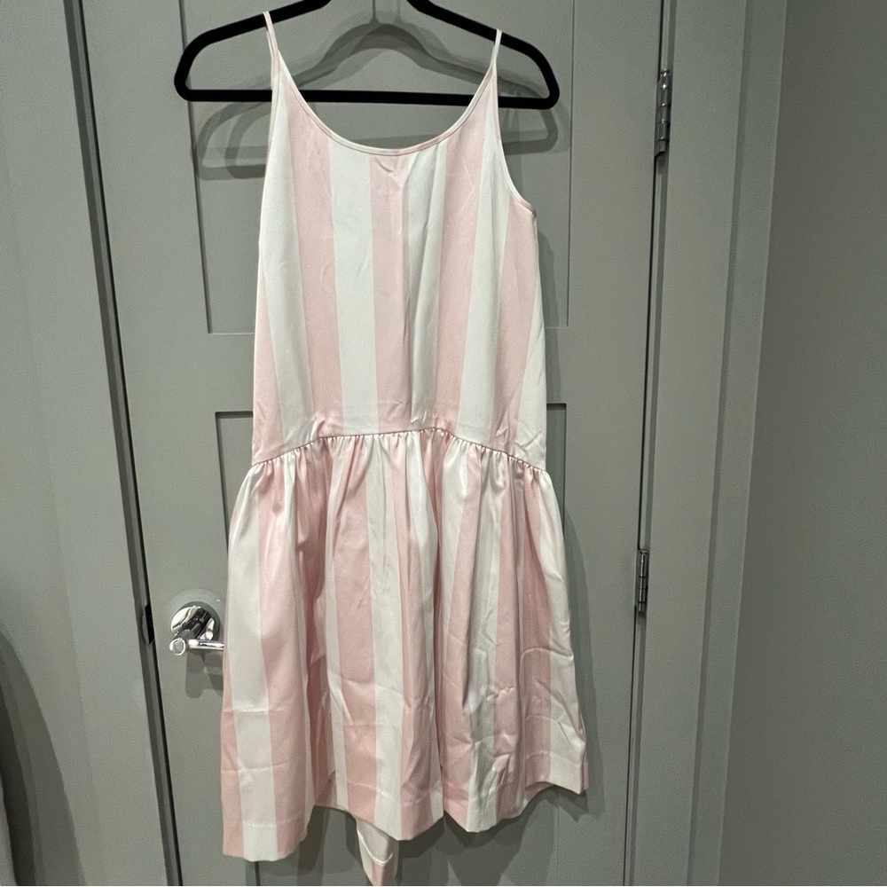 EDIT NEW NWT Pink & White Stripe Drop Waist Peplum Dress